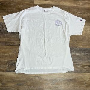 Champion Mens Tee Shirt Shirt Sleeve White/Blue Sz XL